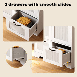 Armoire Wardrobe Closet with Doors, Drawers & Hanging Rod – White