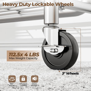 Heavy Duty Rolling Clothes Rack with Shelves & Lockable Wheels