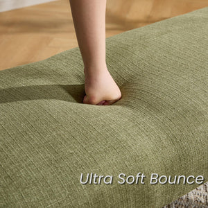 Modern Upholstered Ottoman Bench with Solid Wood Legs