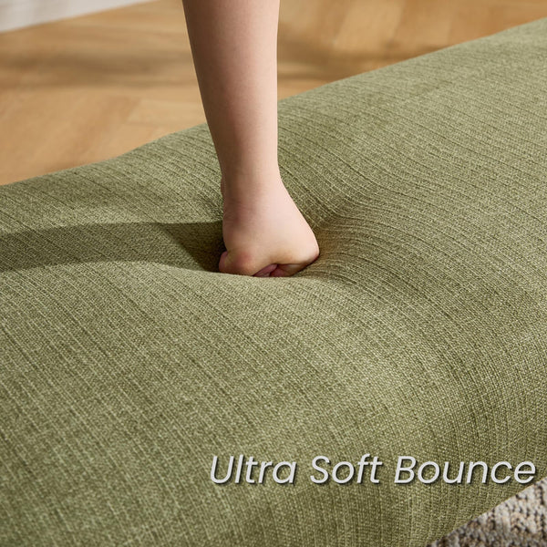 Modern Upholstered Ottoman Bench with Solid Wood Legs