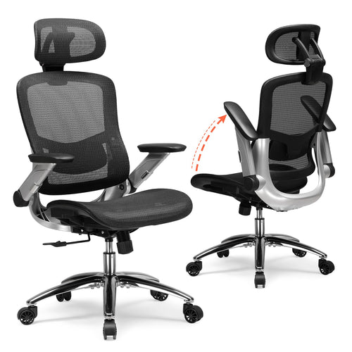 Ergonomic High-Back Mesh Office Chair with Flip-Up Arms