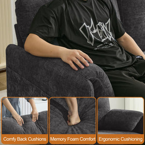 Chenille Loveseat Sofa with Storage Pockets