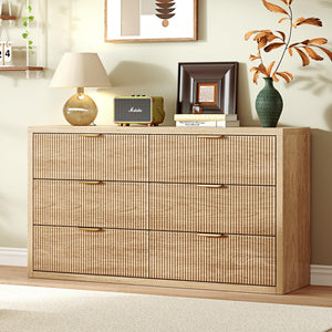 55" Wide 6-Drawer Dresser with Fluted Panel