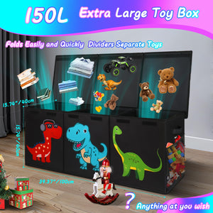 Extra Large Collapsible Toy Box with Lid & Storage Organizer