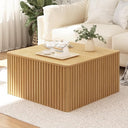 Fluted Square Coffee Table with Storage
