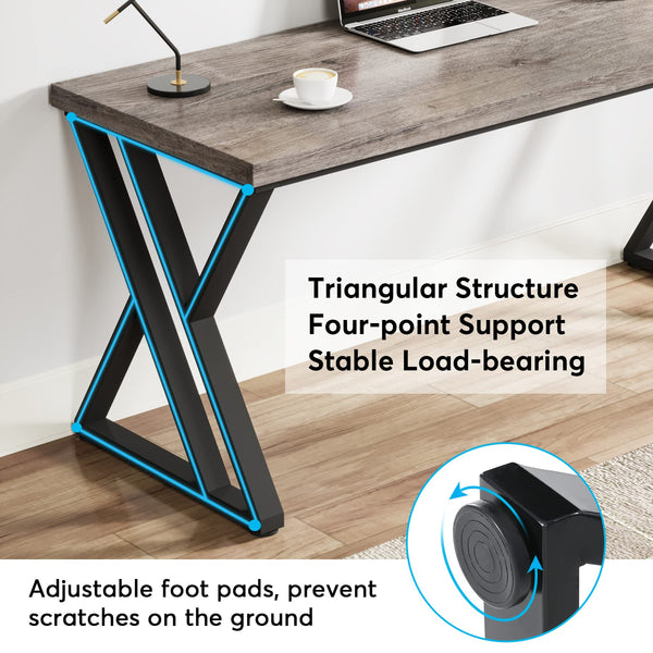 55-Inch Computer Desk with Z-Shaped Metal Legs