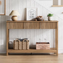 47" Fluted Console Table with Drawers & Open Shelf