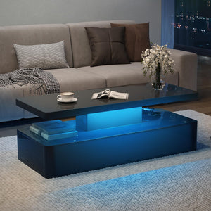 LED Coffee Table with 2-Tier Storage