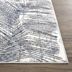 Palm Leaves Blue Grey Area Rug