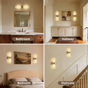 Alabaster Wall Sconce – Brass Hardwired Wall Light