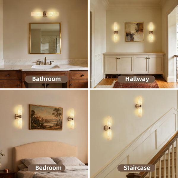 Alabaster Wall Sconce – Brass Hardwired Wall Light