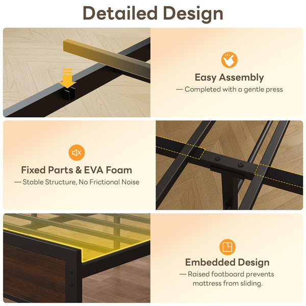 King & Queen Platform Bed Frame with Headboard