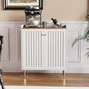 Fluted Door Bar Cabinet with Wine Rack & Drawer