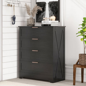 4-Drawer Bedroom Dresser with Gold Handles