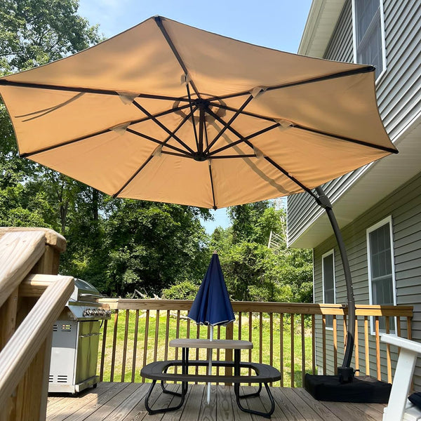 11 FT Cantilever Patio Umbrella with Base Included