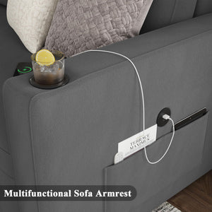 Sectional Sleeper Sofa Bed with Storage Chaise & Charging Station