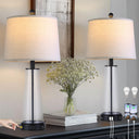 Glass Table Lamp Set of 2 with USB-C, USB-A & AC Outlet, 3-Way Touch Dimmable Bedside Lamp
