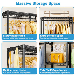 6-Tier Heavy-Duty Freestanding Closet Organizer with Shelves & Hangers
