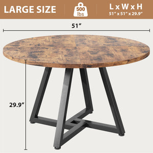 51" Round Dining Table for 6-8