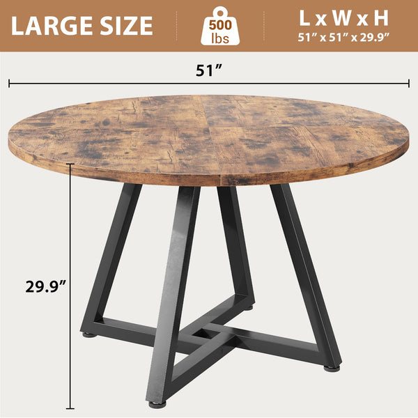 51" Round Dining Table for 6-8