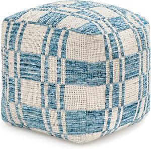 Handmade Cotton Pouf Ottoman | Square Floor Seating & Footrest