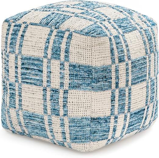 Handmade Cotton Pouf Ottoman | Square Floor Seating & Footrest