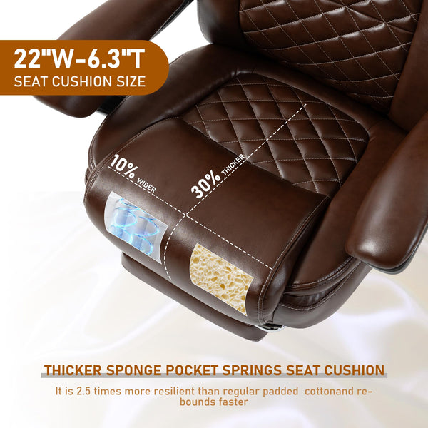 500 lbs Ergonomic Reclining Office Chair with Foot Rest