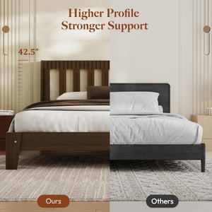 Wood Platform Bed Frame with Fluted Headboard | Queen & King
