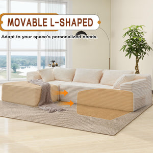 L-Shaped Modular Sectional Sofa with Chaise – Deep Seat, Corduroy, No Assembly