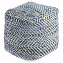 Chevron Handmade Woven Denim Pouf Ottoman