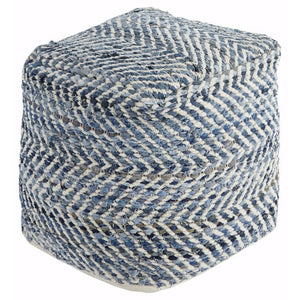 Chevron Handmade Woven Denim Pouf Ottoman