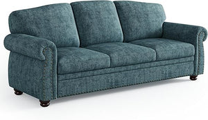 90-Inch Nailhead Trim 3-Seater Sofa with Pocket Spring Cushions