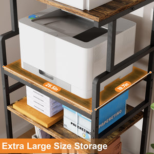4-Tier Printer Stand with Wheels and Adjustable Shelves
