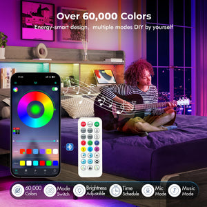 Queen Bed Frame with Storage Headboard, LED Lights & Charging Station