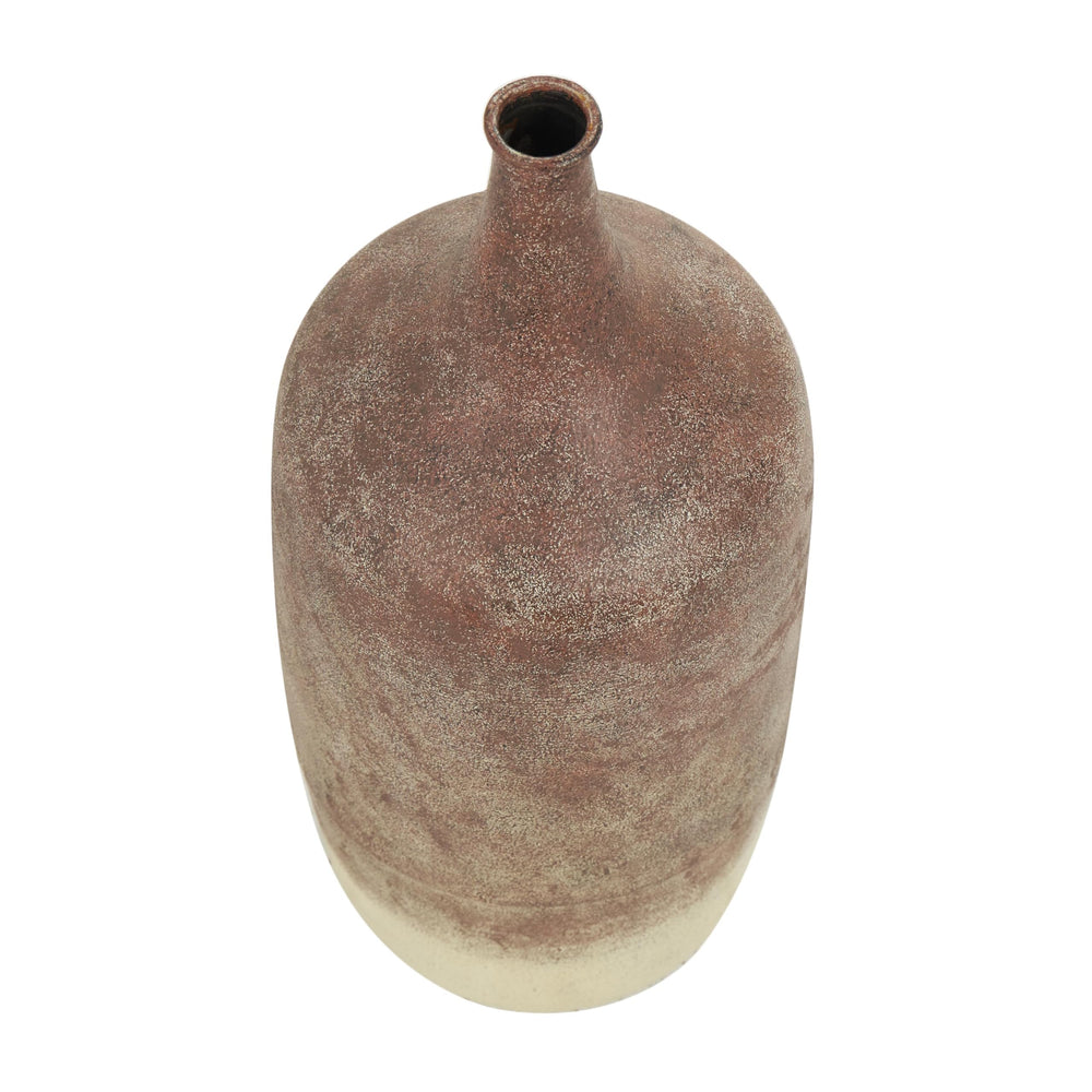 Large Round Iron Decorative Vase – Copper Ombre Farmhouse Centerpiece