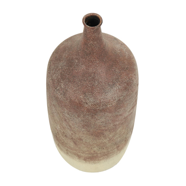 Large Round Iron Decorative Vase – Copper Ombre Farmhouse Centerpiece