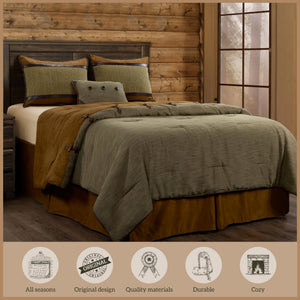 Rustic Lodge Comforter Set – 5-Piece Cabin Bedding with Bed Skirt, Shams & Accent Pillow