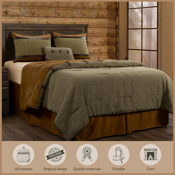 Rustic Lodge Comforter Set – 5-Piece Cabin Bedding with Bed Skirt, Shams & Accent Pillow