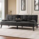 Convertible Futon Sofa Bed with Cup Holders & Adjustable Backrest