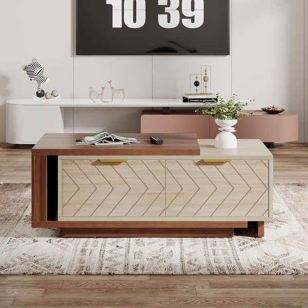 Extendable Coffee Table with Storage Drawers & Sliding Tabletop