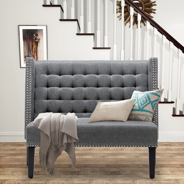 Small Tufted Loveseat Sofa with Nail Head Trim