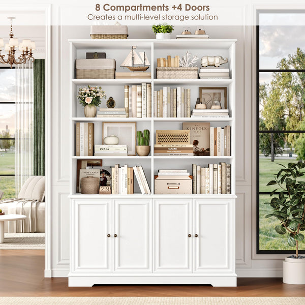 73" Tall Bookshelf with Doors – 6-Tier Double Wide Storage Bookcase