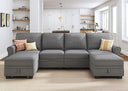 U-Shaped Sectional Sofa with Storage & Reversible Chaise