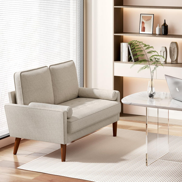 Loveseat Sofa with Spring Cushions & Removable Cover