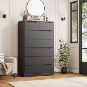 51" Tall 7-Drawer Dresser with Cut-Out Handles
