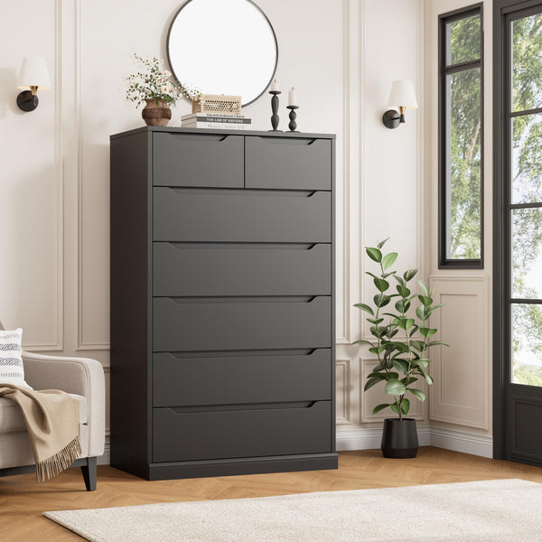 51" Tall 7-Drawer Dresser with Cut-Out Handles