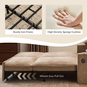 King Size Pull Out Sofa Bed – 3-in-1 Convertible Sleeper Sofa with Storage & USB Ports