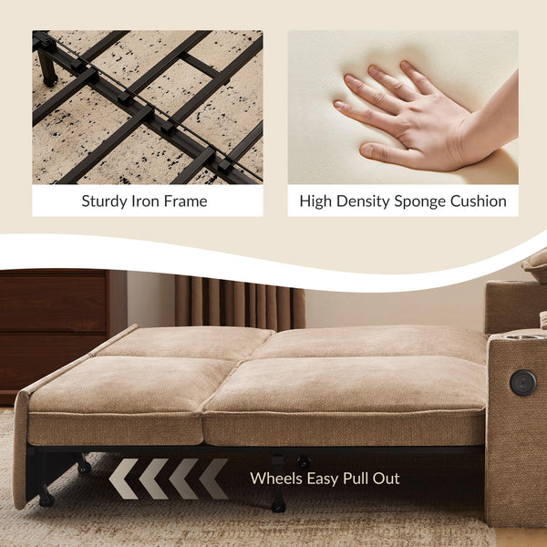 King Size Pull Out Sofa Bed – 3-in-1 Convertible Sleeper Sofa with Storage & USB Ports