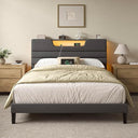Queen Platform Bed with LED Lights & Charging Station