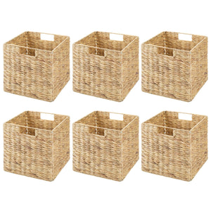 Woven Hyacinth Cube Storage Baskets with Handles – Set of 6